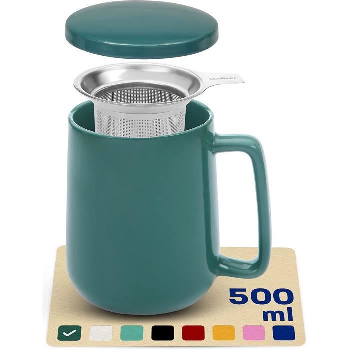Mugs À Infusion - Tasse Thé Infuseur Couvercle 500ml Grand Céramique Reste  Chaud Longtemps Bleu-vert - Cdiscount Maison