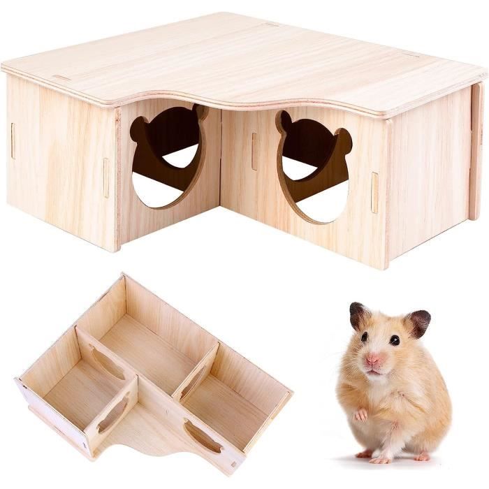 Maison Hamster en Bois,Abri pour Rongeurs,Maison en Bois pour Hamster