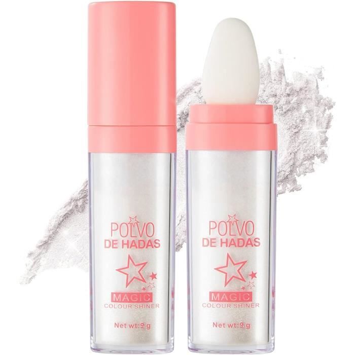 Poudre de Fée Maquillage 3 Couleurs Sparkle Poudre Highlight et 1 Gloss à  Lèvres, Glitter Pailleté Highlighter Powder Stick S