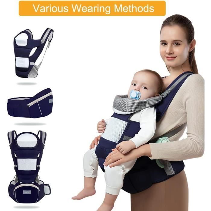 Porte Bebe avec Siège à Hanche Ergonomique pour Tout-petit Sac à dos Porte- bébé à Bandoulière Réglable L'avant et à L'arrière - Cdiscount Puériculture  & Eveil bébé