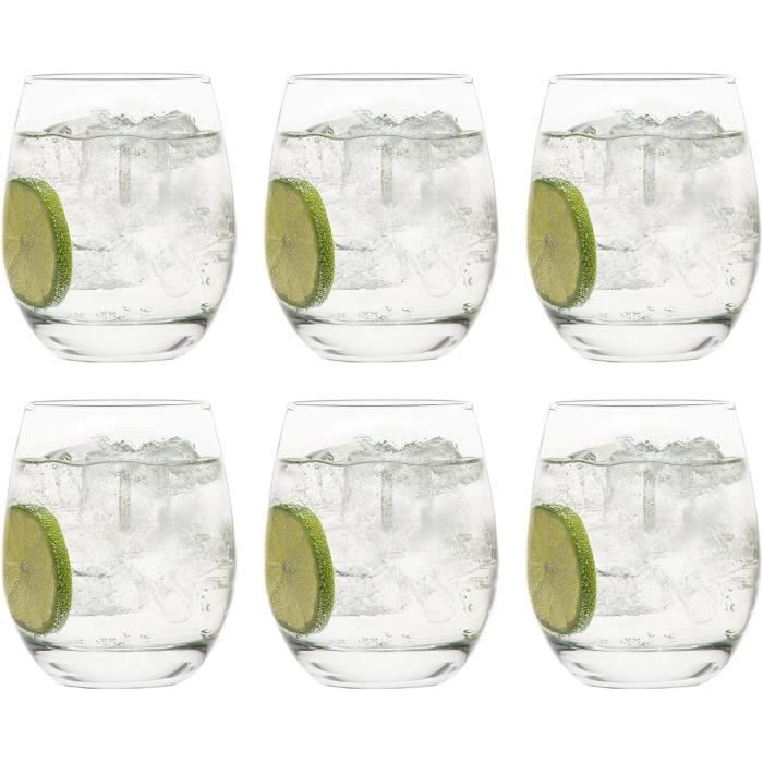 Lot De 6 Verres à Cocktail Tiki - 500 Ml (450 Ml Utile) - Verres Épais Transparents - Lavables Au Lave-Vaisselle