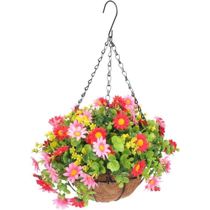Fleurs Artificielles Suspendues 4PCS - Plantes Extérieur UV Résistantes, Décoration Jardin Patio Balcon (Rouge)