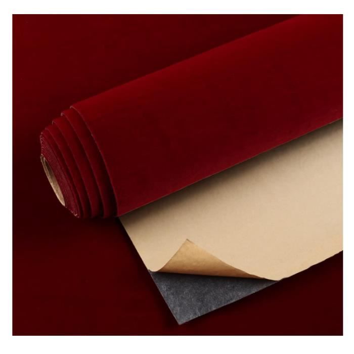 Papier Peint Velours Rouge Foncé Vintage Papier Adhésif pour Meuble Rouleau Adhesif Decoratif