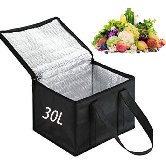 Sac Isotherme 30 L Grand Format – Pliable – Imperméable – Livraison, Pique-Nique, Camping, Shopping – Maintien Chaud/Froid