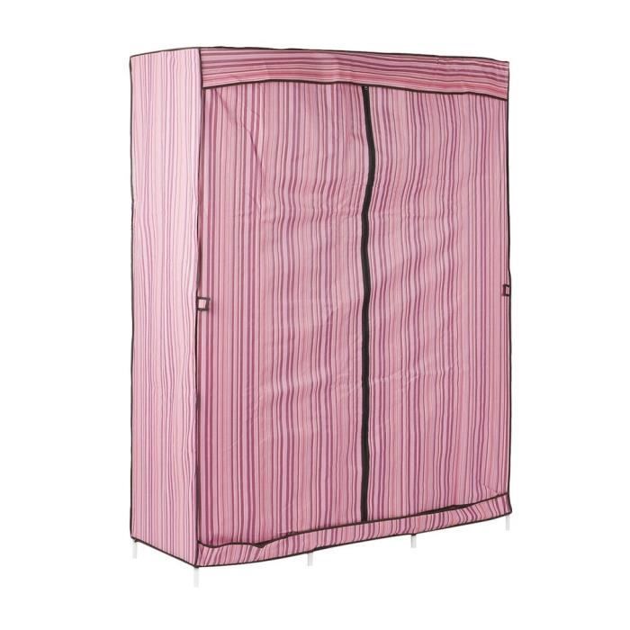 Armoire Meuble De Rangement Penderie Tissu Rose Achat Vente