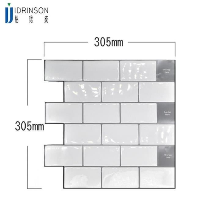 Papier Peint Carrelage Metro 3d Decoration Maison Yjc0071 Grand Anti Carreaux Auto Adhesif 3d