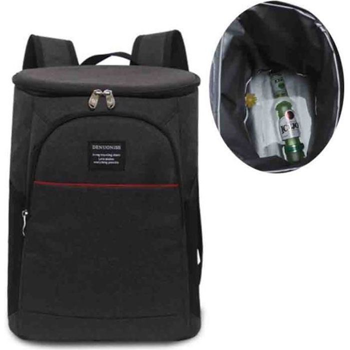 7House Sac à Dos Isotherme Repas Etanche Grande Capacité Glacière pour Camping Picnic VoyageNoir