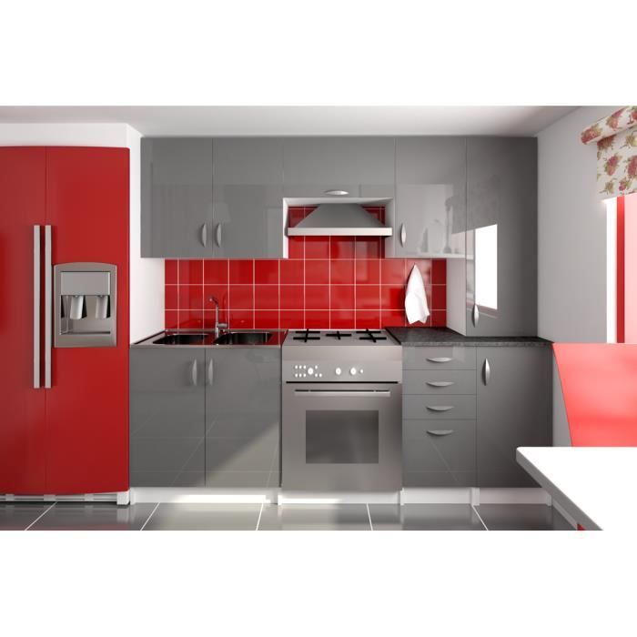 amanda gris cuisine complete 220 cm cdiscount maison