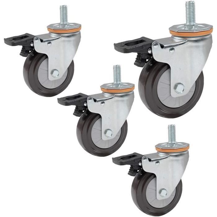 Roulettes Pivotantes MroMax 4 Cm - Lot De 4 Avec Frein Pour Chaises Et Meubles
