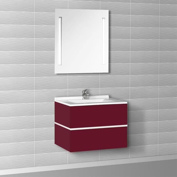 Meuble Salle De Bain Bordeaux Brillant 70 105 C Cdiscount Maison