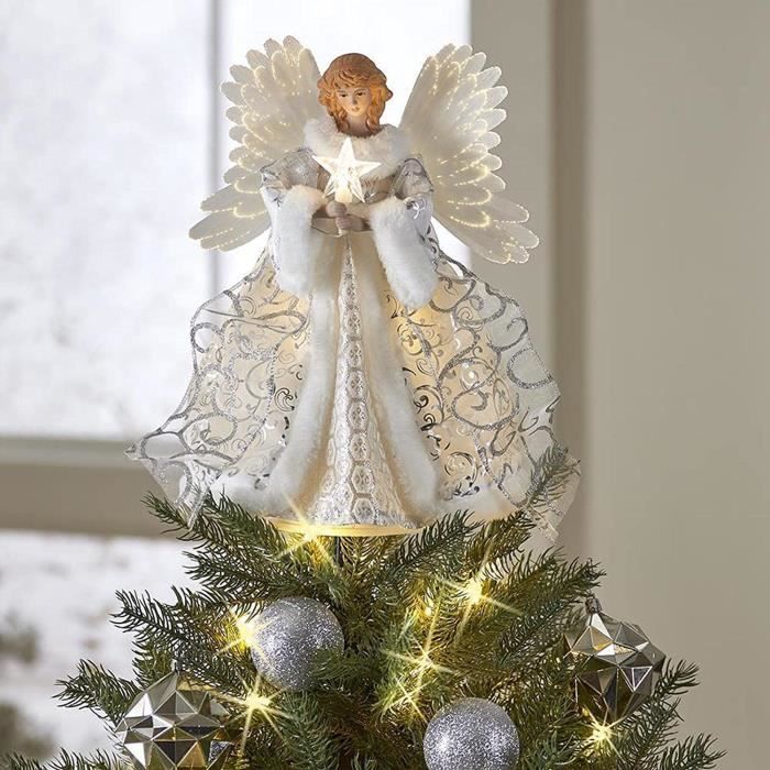 Topper de Sapin de Noël Ange - 25x30cm Ange de Noël Haut du Sapin de Noël  Lumineuse, Figurine de Sapin de Noël Ange pour décorations - Cdiscount  Maison