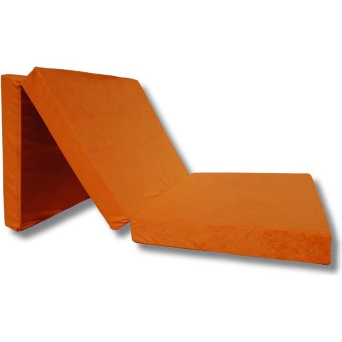 matelas lit futon pliable pliant - natalia spzoo - orange - 1 place - confort moelleux - 10 cm d'épaisseur