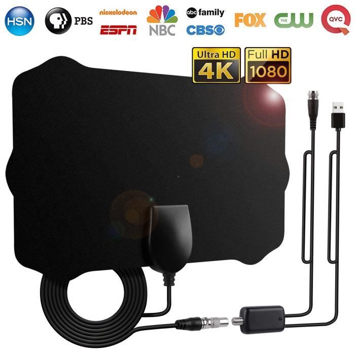 Antenne Tv Interieur Puissante 120 Miles 200 Km D Autonomie Antenne Tnt Interieure Signal Amplificateur Booster Avec 4 2m Cable Coupleur D Antenne Avis Et Prix Pas Cher Cdiscount
