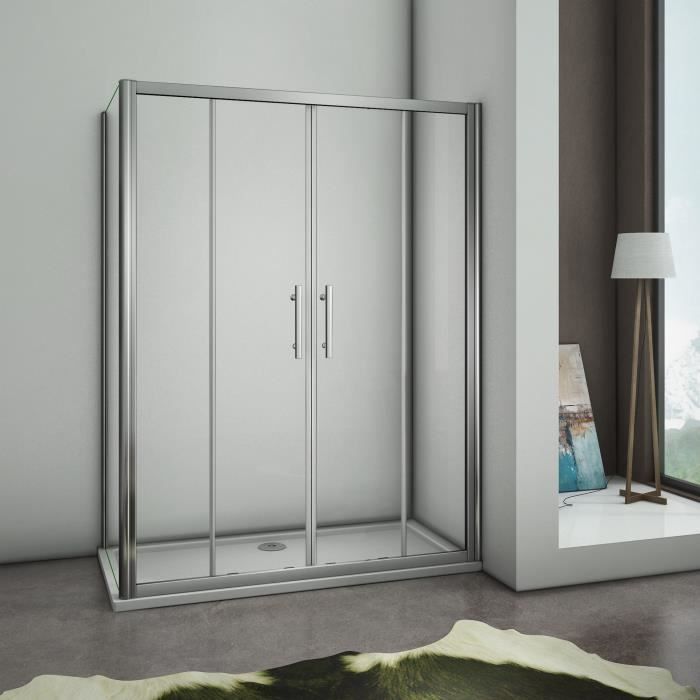 Porte De Douche Coulissante 140cm Paroi De Douche Fixe 80cm