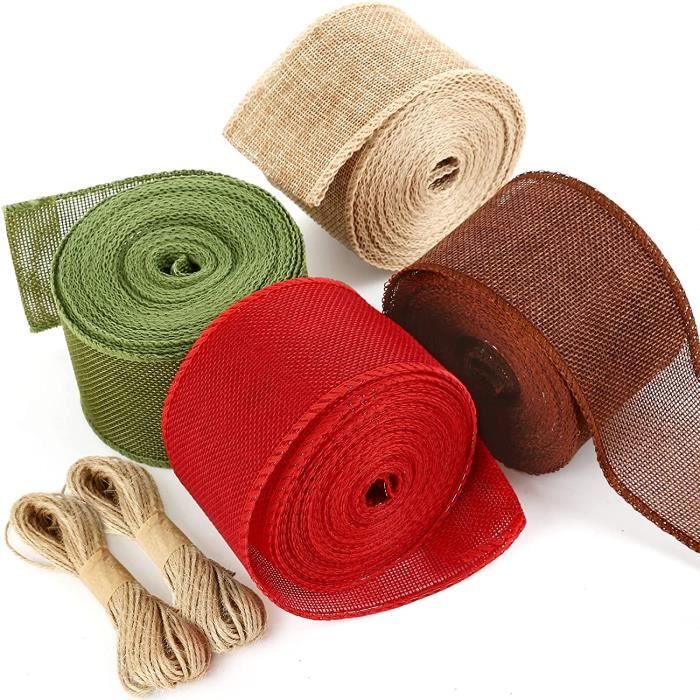 Rouleaux De Ruban Jute Dentelle - Lot De 9 X 2 M - Pour Décoration, Mariage, Emballage Cadeau