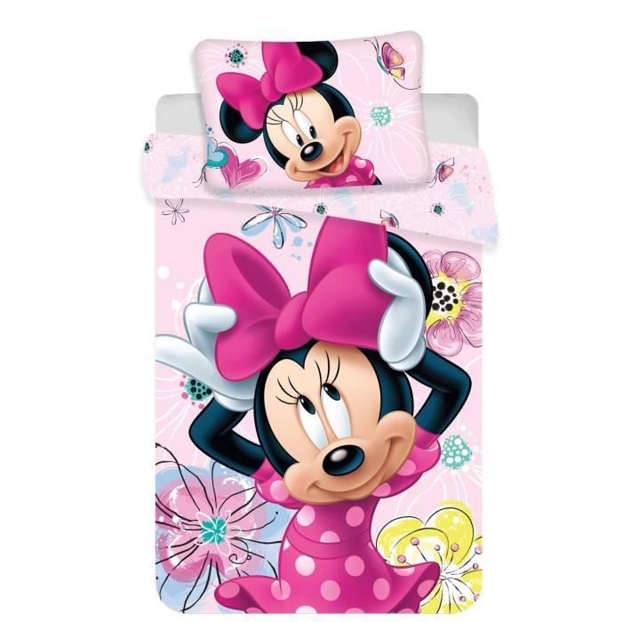 Minnie Disney Mouse Parure De Lit En Coton Pour Bebe Housse De Couette 100x135 Cm Cdiscount Maison