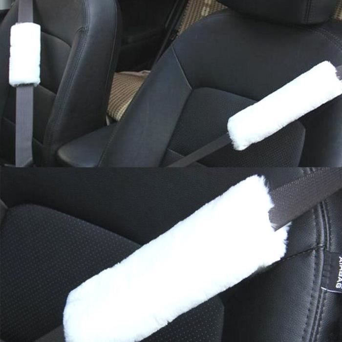 Blanc - Ceinture de sécurité en fausse laine pour voiture, 2