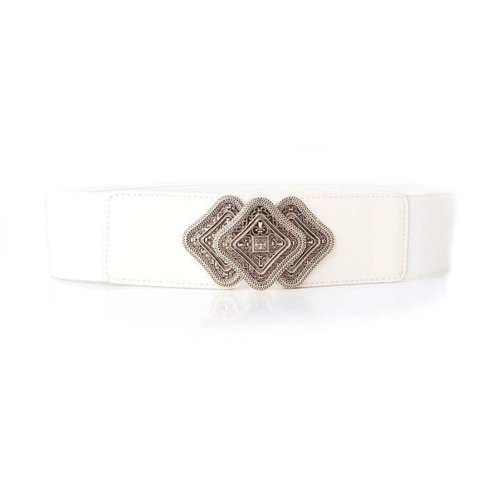 Ceinture Femme Vintage Or – Extensible Jusqu'à 30, Boucle Bling Double Cercle – Taille S, Occasion