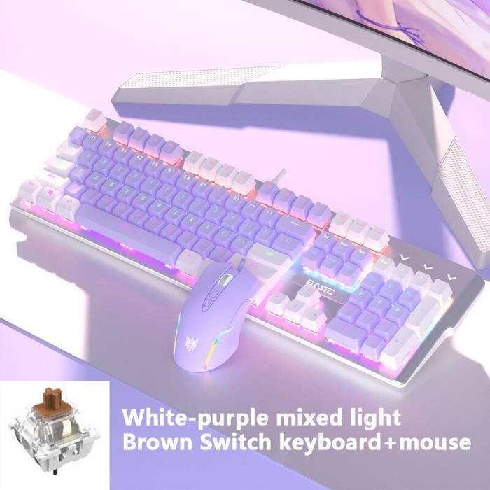 Clavier mécanique Blanc Violet - Cdiscount Informatique