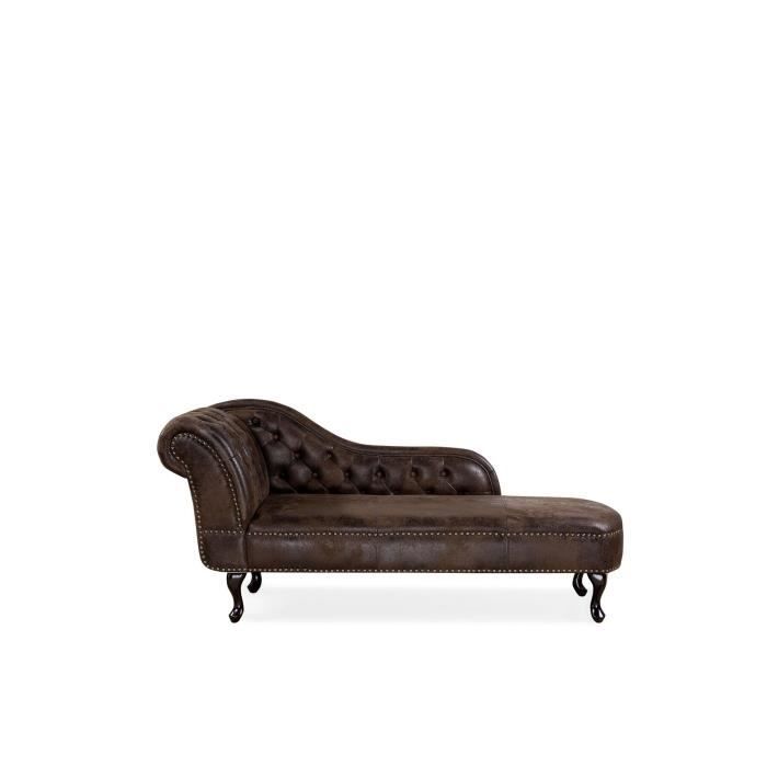 Beliani - Chaise longue en simili-cuir daim marron NIMES Beliani - Chaise longue en simili-cuir daim marron NIMES