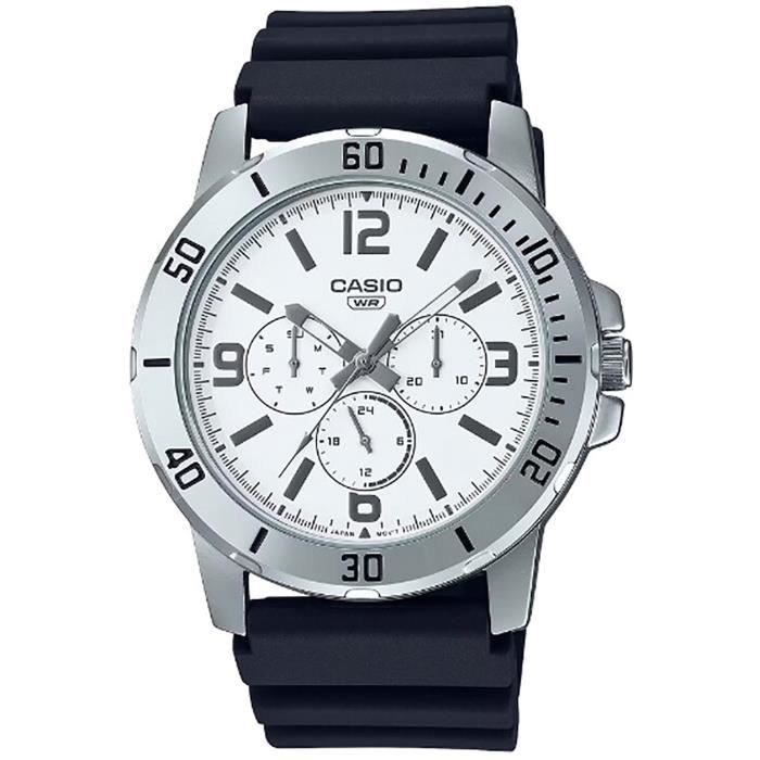 Montre Casio MW-59-7E Analogique Quartz - Cadran Blanc, Bracelet Noir Résine, Unisexe, Neuve Avec étiquettes