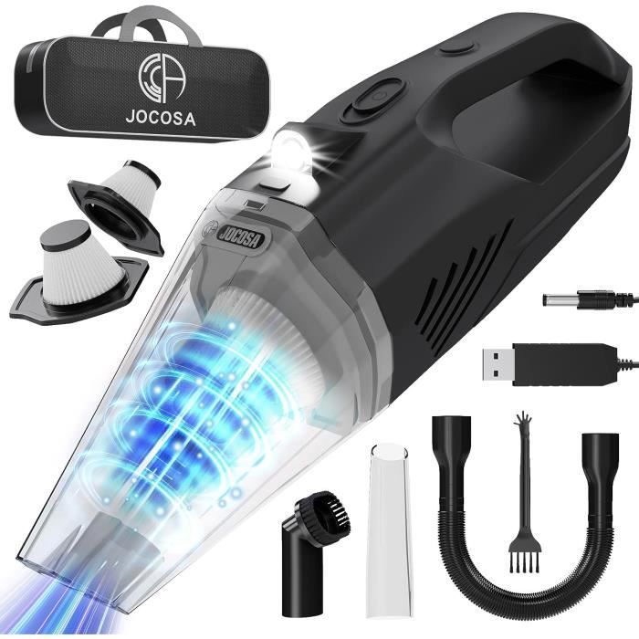 Aspirateur De Voiture Sans Fil 8000 Pa - Rechargeable USB-C Avec Filtre HEPA - 5 Accessoires Inclus