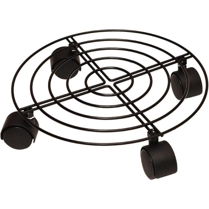 Support à roulettes pour pots de fleurs Nature Noir Métal (Ø 27/37 x 6 cm)