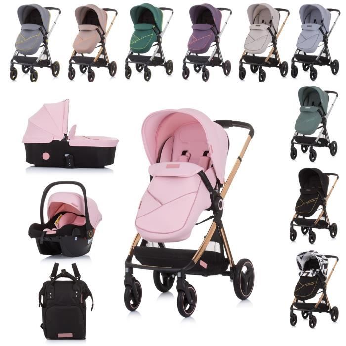 Chipolino, poussette Elite 3 en 1, siège auto, pliable, nacelle, siège sport [Pink]