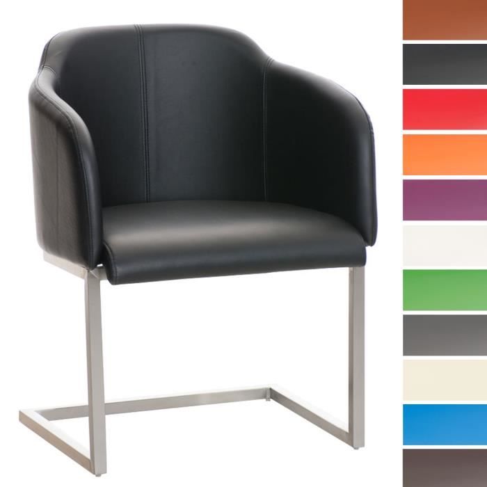 Chaise Cantilever Seattle CLP - Similicuir Noir, Piétement Luge Chromé | Chaise Bureau Ergononomique