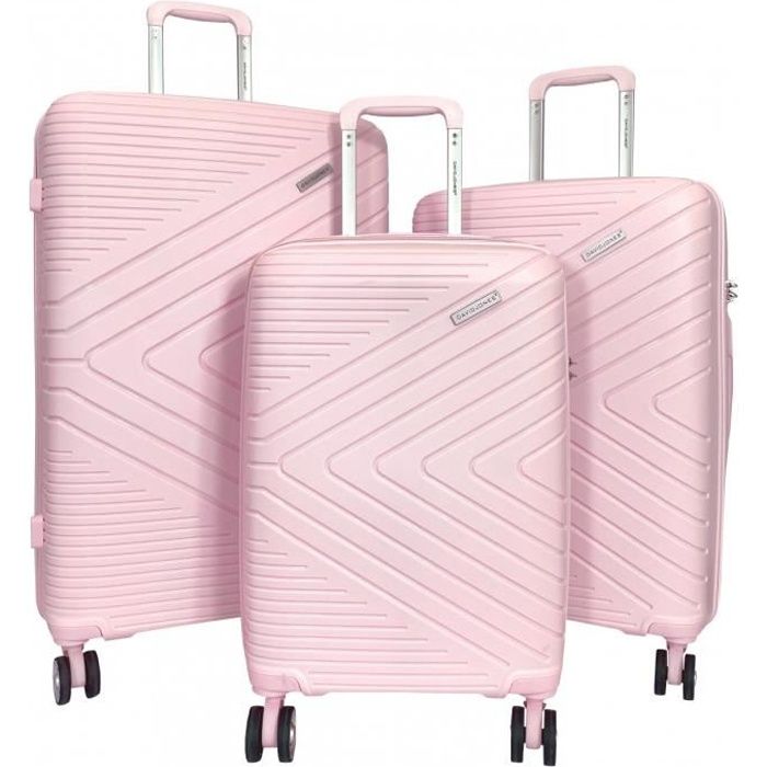 Set de 3 valises 55cm-65cm-75cm Synthétique ROSE PâLE - BA8001A3 -