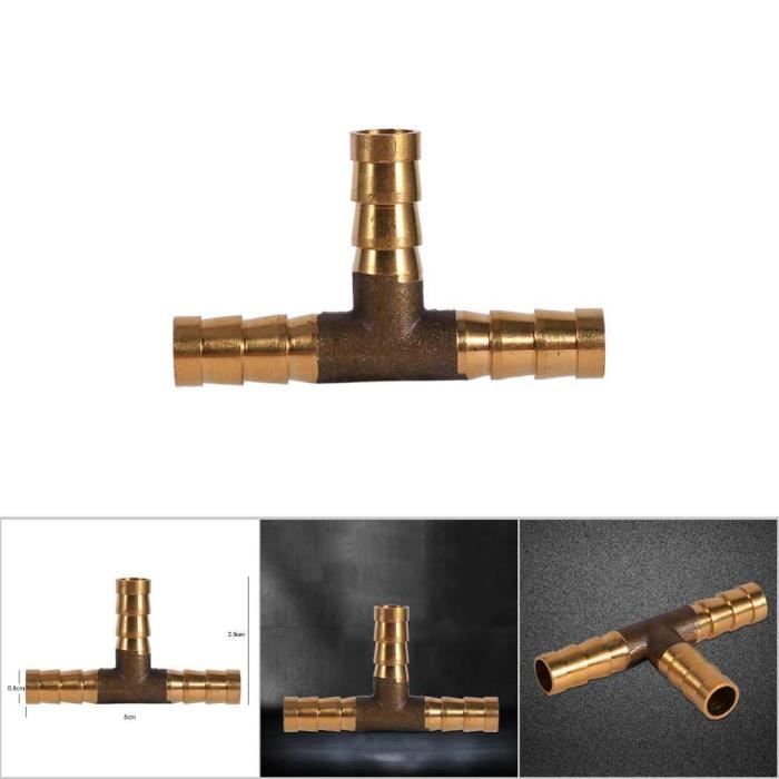 Raccord En T Laiton 1/8 NPT - Jonction Triple Pour Tuyauterie Air, Eau, Huile, Haute Pression 1000 PSI