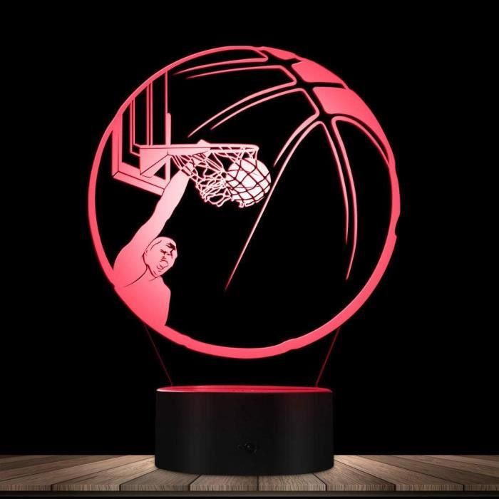 Lampe 3D Illusion Optique LED - 7 Couleurs, Tactile, Alimentation USB - Forme Raquette De Tennis - Décoration Chambre