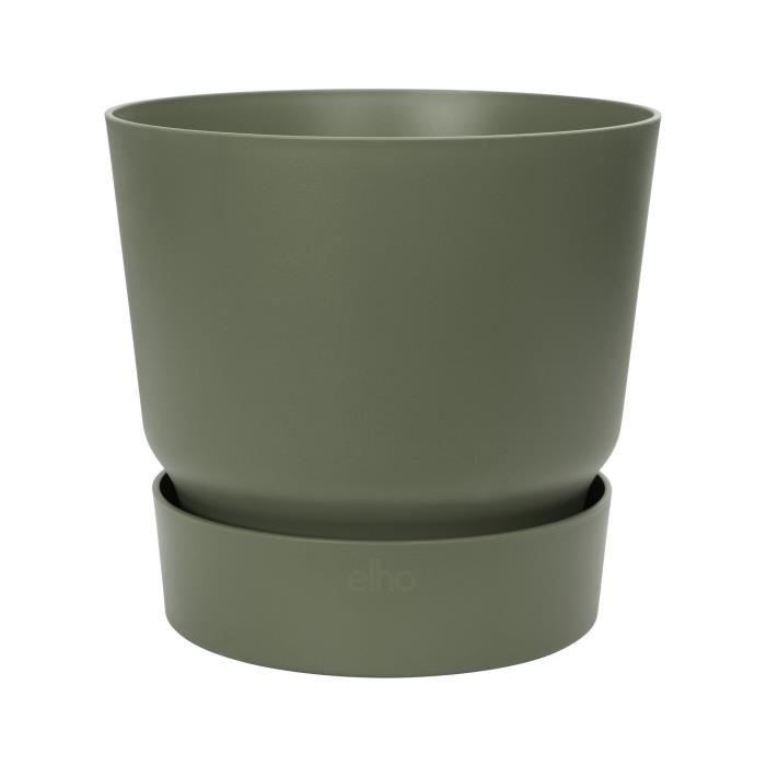 Elho Pot de fleurs rond Greenville 25 - Extérieur - Ø 24 48 x H 23 31 cm - Vert feuille - vue 1