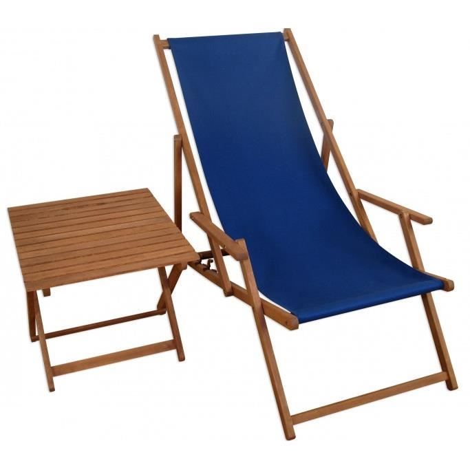 chaise longue de jardin - erst-holz - 10-307t - pliant - accoudoirs - table d'appoint
