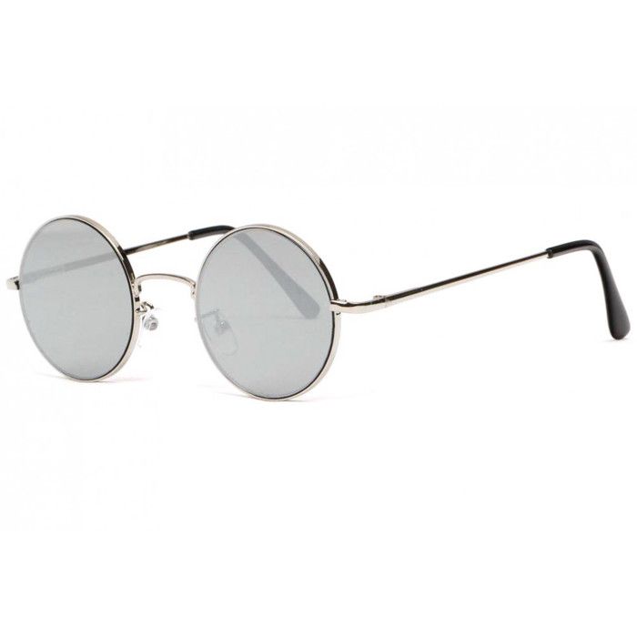 Lunettes de Soleil Miroir Rondes Argent Homme et Femme Ocky