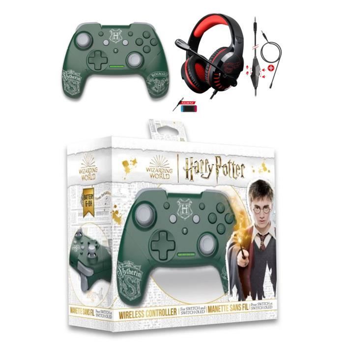 Manette SWITCH Bluetooth Nintendo HARRY POTTER Serpentard + CASQUE SWITCH PRO SH3 SWITCH EDITION