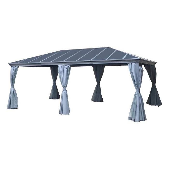 Pergola autoportante Belize graphite 36 x 6m en aluminium et polycarbonate - Hespéride
