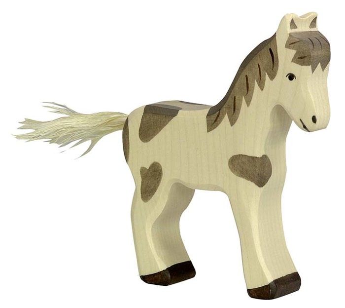 Figurine - HOLZTIGER - Goki - Cheval debout tacheté - Bois Figurine - HOLZTIGER - Goki - Cheval debout tacheté - Bois