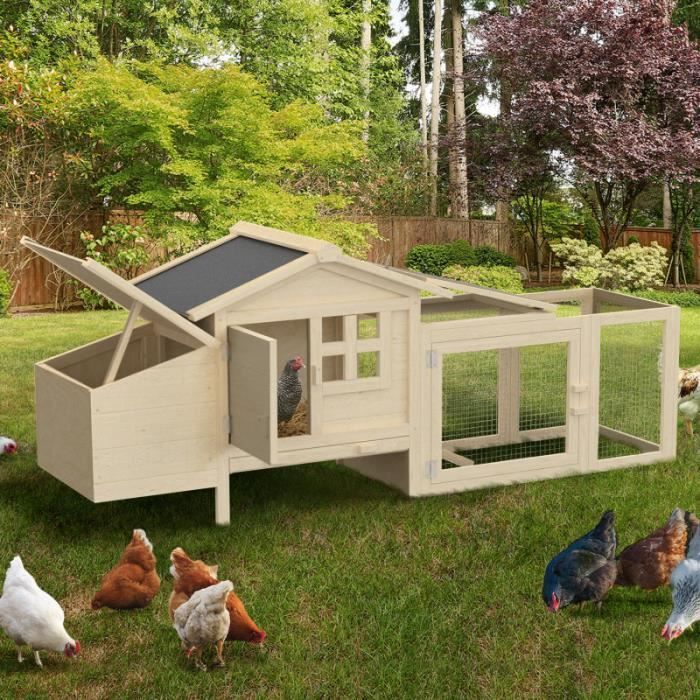 Meilleurs prix pour IDMARKET Poulailler sur pilotis avec enclos et pondoir en bois, capacité jusqu'à 2 poules