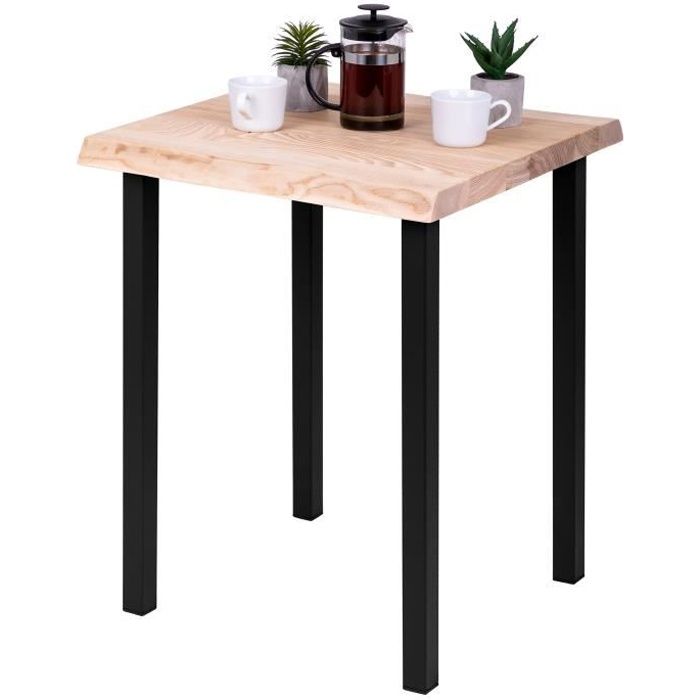 lamo manufaktur table de bar cuisine - table haute industrielle - table haute en bois - 60x60x76 cm - noir - classic - sévère