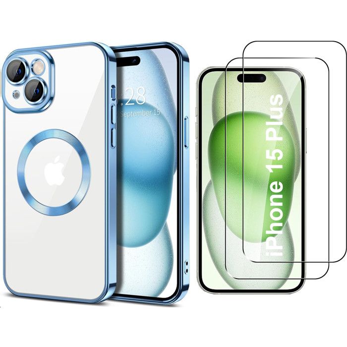 Coque Silicone IPhone 15 Plus Avec MagSafe – Bleu Little Boutik Neuve
