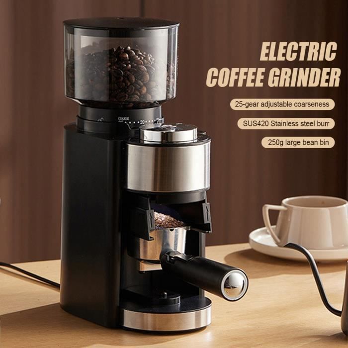 Moulin à Café électrique Inox - Broyeur Rapide Pour Grains, épices Et Céréales - Design Compact Et Facile à Nettoyer