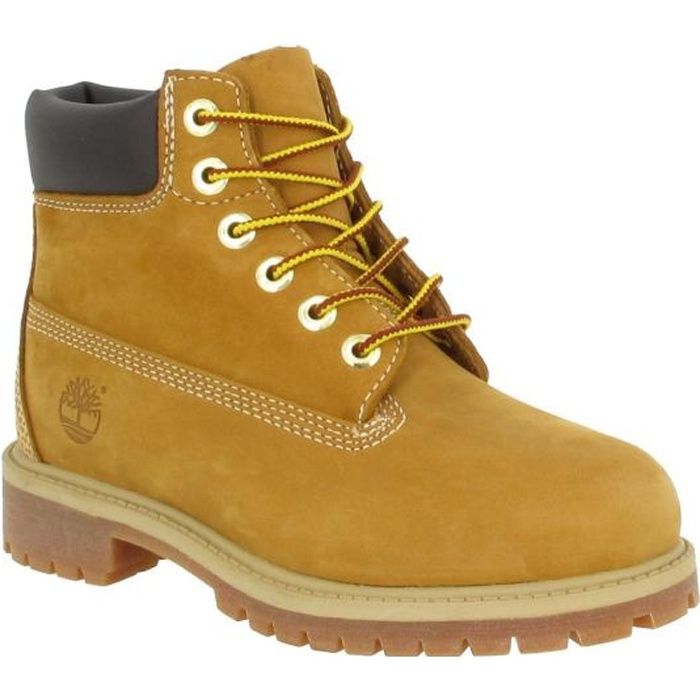 Boots enfant TIMBERLAND 6in Premium en cuir velours - Ocre - Lacets