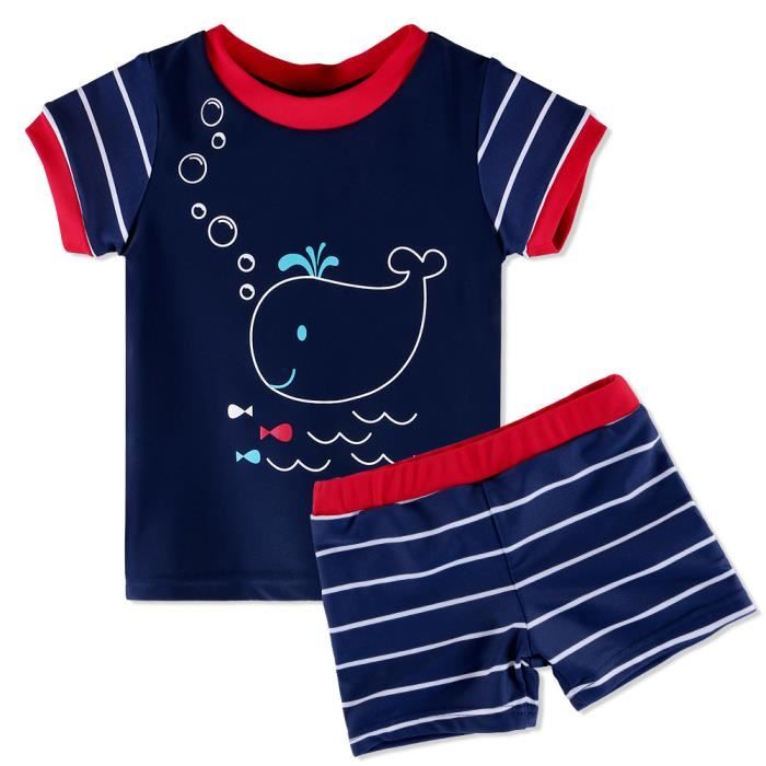 Tfjh Bebe Maillot De Bain Deux Pieces Haut Short Fille Garcon Ensemble Combinaison Natation Plage Swimsuit Enfant Upf 50 Protection Prix Pas Cher Cdiscount