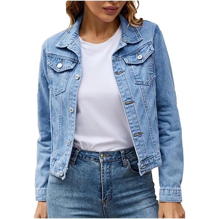 Veste en jean clair femme pas cher discount