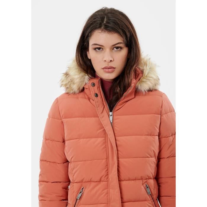 Doudoune femme KAPORAL DIBBY Orange Capuche et fausse fourrure amovibles