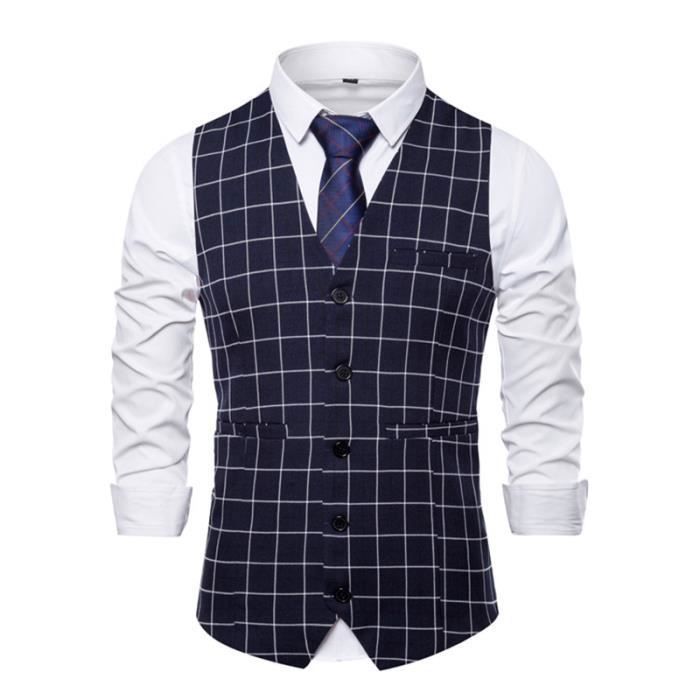 TOPTIE Hommes Gilet En Laine De V-Cou Gilet Sans Manche Avec Des Boutons Gilet Classique Gentleman