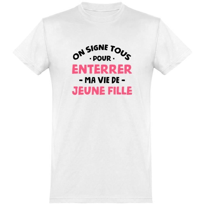 On signe tous evjf t-shirt femme humour signature cadeau, tee shirt 100%  coton. White - Cdiscount Prêt-à-Porter