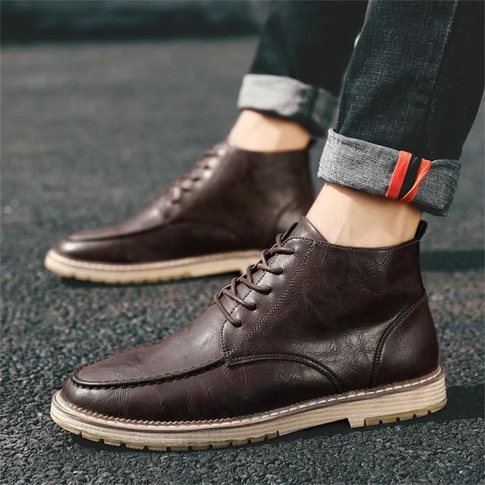 Bottes Hautes A La Mode Pour Hommes Bottes Courtes Respirantes Chaussures Habillees Pour Etudiants Bottes Rouge Likai Rouge Achat Vente Botte Bientot Le Black Friday Cdiscount