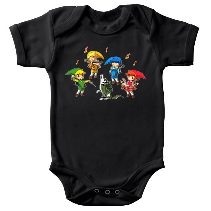 Body Bebe Manches Courtes Noir Parodie Zelda Link Solo Orchestra Body Bebe De Qualite Superieure De Taille 9 Mois Imprime Noir Cdiscount Pret A Porter